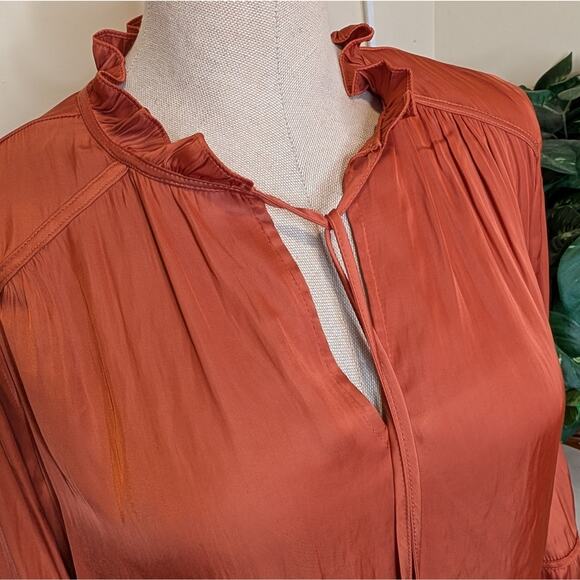 Rachel Roy Burnt Orange Peasant Blouse Small - Picture 6 of 9